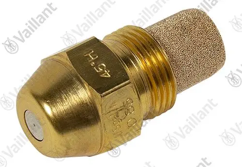 Brennerdüse aus Messing mit Durchlassöffnung, Teil von Vaillant Heizsystemen, zur Optimierung der Verbrennungseffizienz in Heizgeräten.